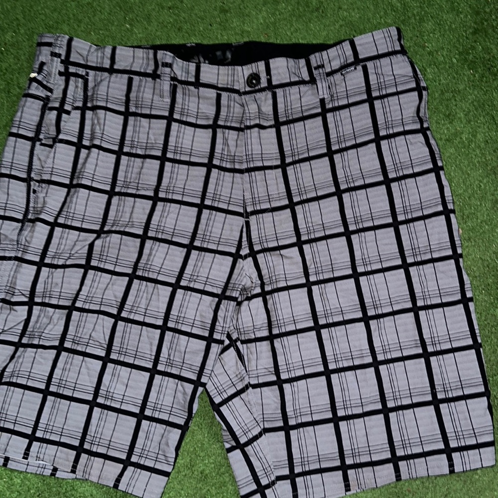 Hurley Phantom Shorts Mens 36 Gray Checkered Sweat Casual Stretch Beach Men